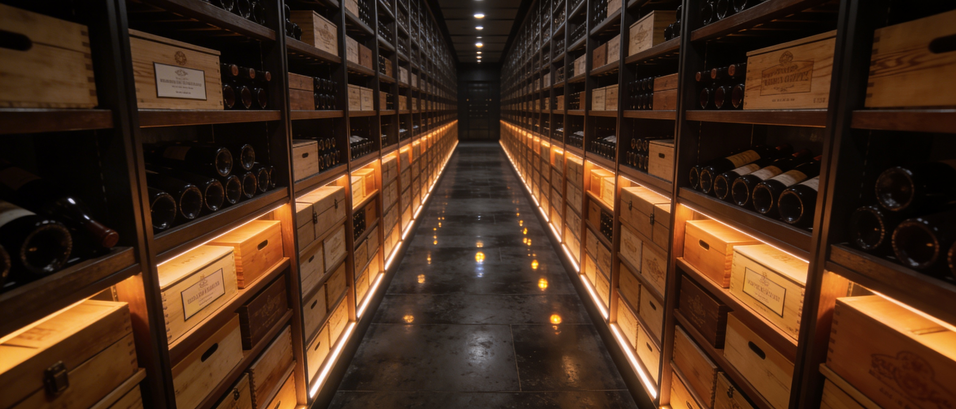 Temperature-controlled wine vault corridor
